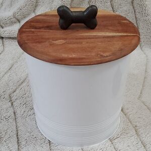White and Brown Dog Treat Canister